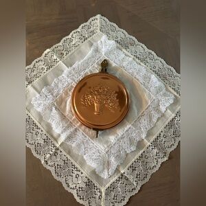 Copper and Brass Hanging Key Holder w/ Embossed Stamped Lid of Flower Plant